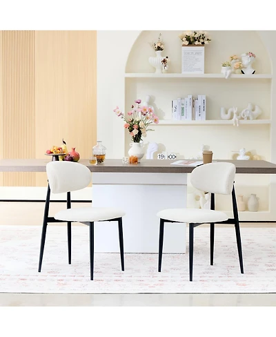 Streamdale Furniture Upholstered Fabric Dining Chairs with Metal Legs, Set of 2
