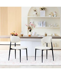 Streamdale Furniture Upholstered Fabric Dining Chairs with Metal Legs, Set of 2