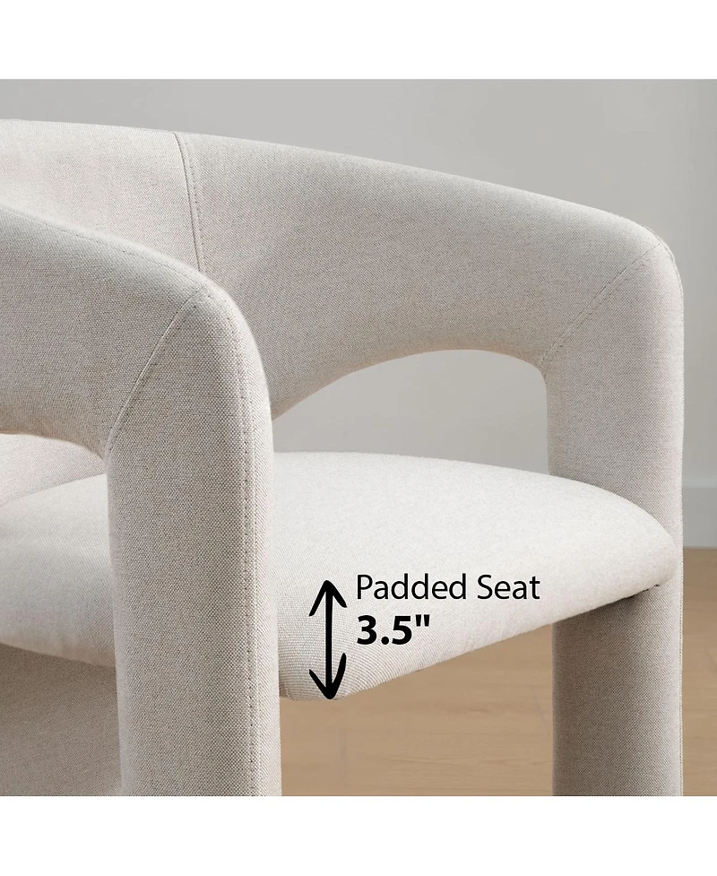 Maison Boucle Modern Upholstered Dining Chairs Set of 2, Water-Resistant Linen, Curved Open Back, Barrel Back Accent for Room