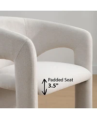 Maison Boucle Modern Upholstered Dining Chairs Set of 2, Water-Resistant Linen, Curved Open Back, Barrel Back Accent for Room