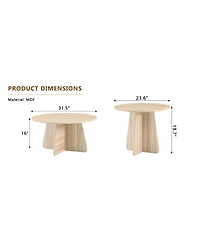 Streamdale Furniture Retro-Style Round Nesting Coffee Table Set with Crisscross Legs