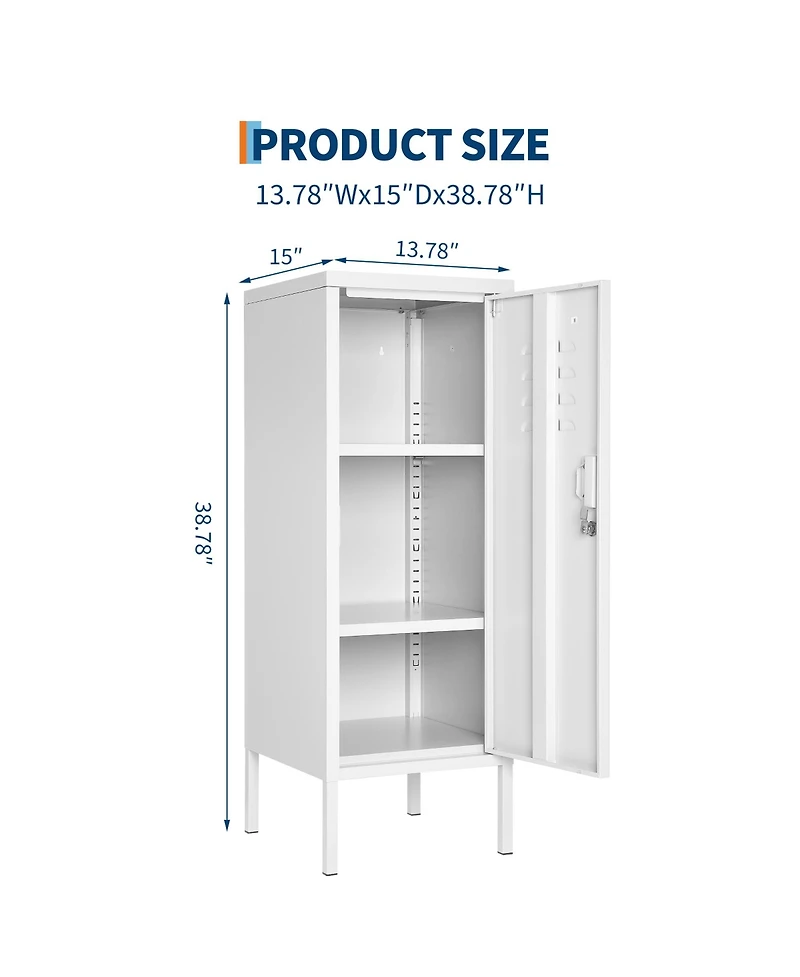 homfan Storage Locker Cabinet with Lock Secure Steel Organizer, Adjustable Shelves, Ventilated Design, Lockable for Office, Home, Gym, School, Garage