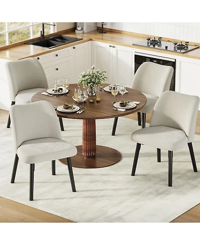 homfan Dining Chair Set of 4, Upholstered Room Chairs with Curved Backrest, Metal Frame, Modern Kitchen for Living