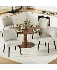 homfan Dining Chair Set of 4, Upholstered Room Chairs with Curved Backrest, Metal Frame, Modern Kitchen for Living