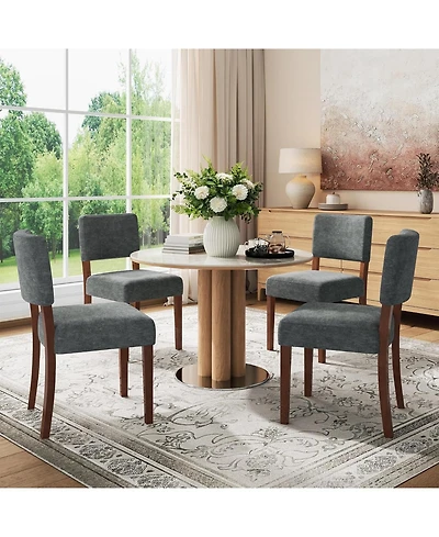 gaomon Set of Upholstered Dining Chairs with Wood Legs
