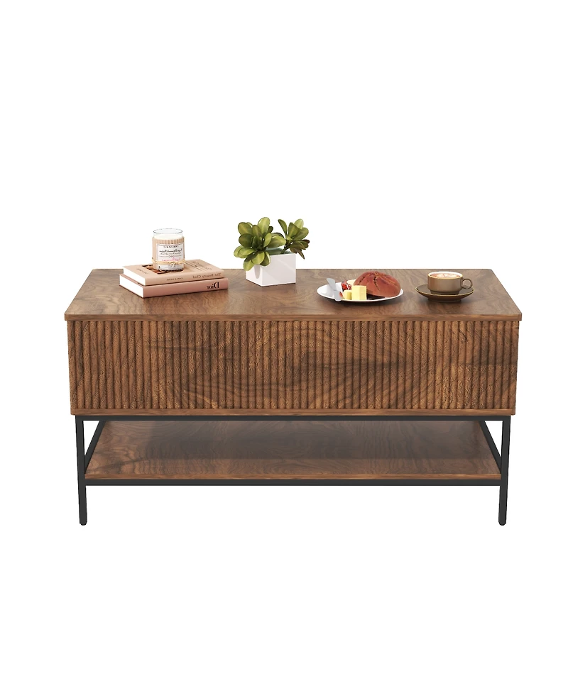 Streamdale Furniture Lift Top Coffee Table with Hidden Storage and Lower Shelf