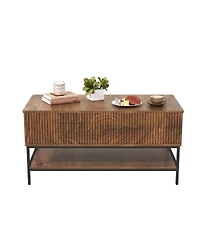 Streamdale Furniture Lift Top Coffee Table with Hidden Storage and Lower Shelf
