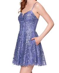 Blondie Nites Juniors' Sweetheart Fit-and-Flare Mini Dress