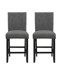 HomeRoots Set of 2 26" Wood and Fabric Counter Height Bar Chairs