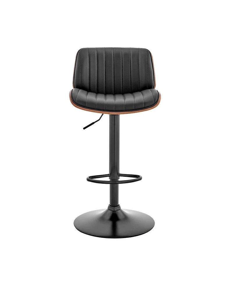HomeRoots Iron and Faux Leather Adjustable Height Swivel Bar Chair