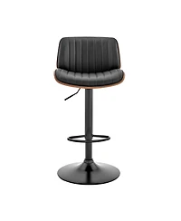 HomeRoots Iron and Faux Leather Adjustable Height Swivel Bar Chair
