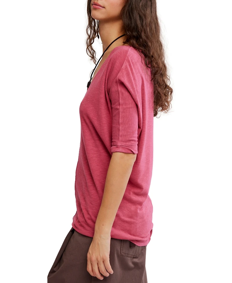 Free People Women's Longline V-Neck T-Shirt