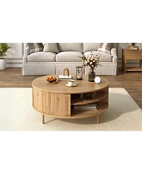Streamdale Furniture Minimalist Round Lift-Top Coffee Table with Hidden Storage
