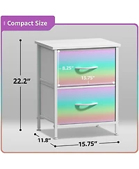 Sorbus Nightstand with 2 Drawers - Steel Frame, Wood Top & Easy Pull Fabric Bins Great for Home, Bedroom, Office College Dorm