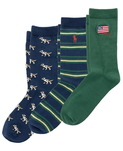 Polo Ralph Lauren Boys' 4-11 Flag RL67 Socks, 3-Pack