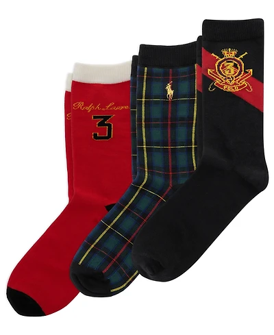 Polo Ralph Lauren Boys' 4-11 Polo Crest Crew Socks, 3-Pack