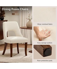 Streamdale Furniture Set of 2 Upholstered Chenille Dining Chairs with Solid Wood Legs