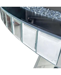 Streamdale Furniture Diamond Crush Round Mirrored Glass Dining Table with Mirrored Base