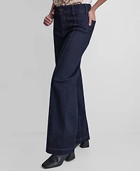 Dkny Jeans Women's High-Rise Pin Tuck Wide Leg