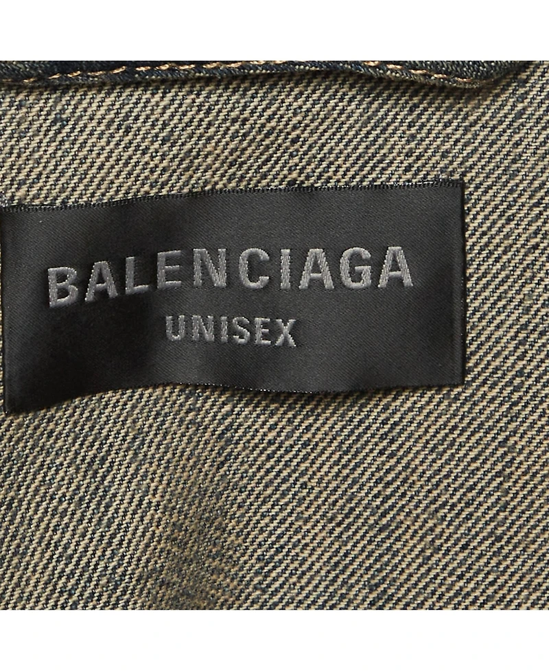 Pre-Owned Balenciaga Men's Unisex Crypto Print Denim Faded Oversized Jacket