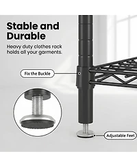 Streamdale Furniture Heavy Duty 4-Rod Freestanding Garment Rack with Shelves and Baskets