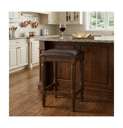 HomeRoots 27" Solid Wood Backless Counter Height Bar Chair