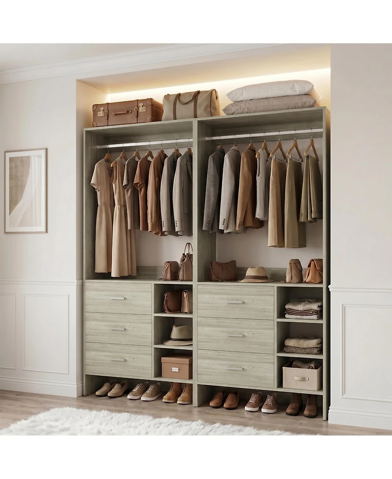 Aheaplus 30 Set of 2 Closet Organizer with Wooden Drawers