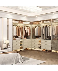 Aheaplus 54-In Closet System Set with Wood Drawers and Hanging Rods