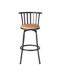 HomeRoots Set of Three Suede Faux Leather and Iron Low Back Adjustable Height Swivel Bar Chairs