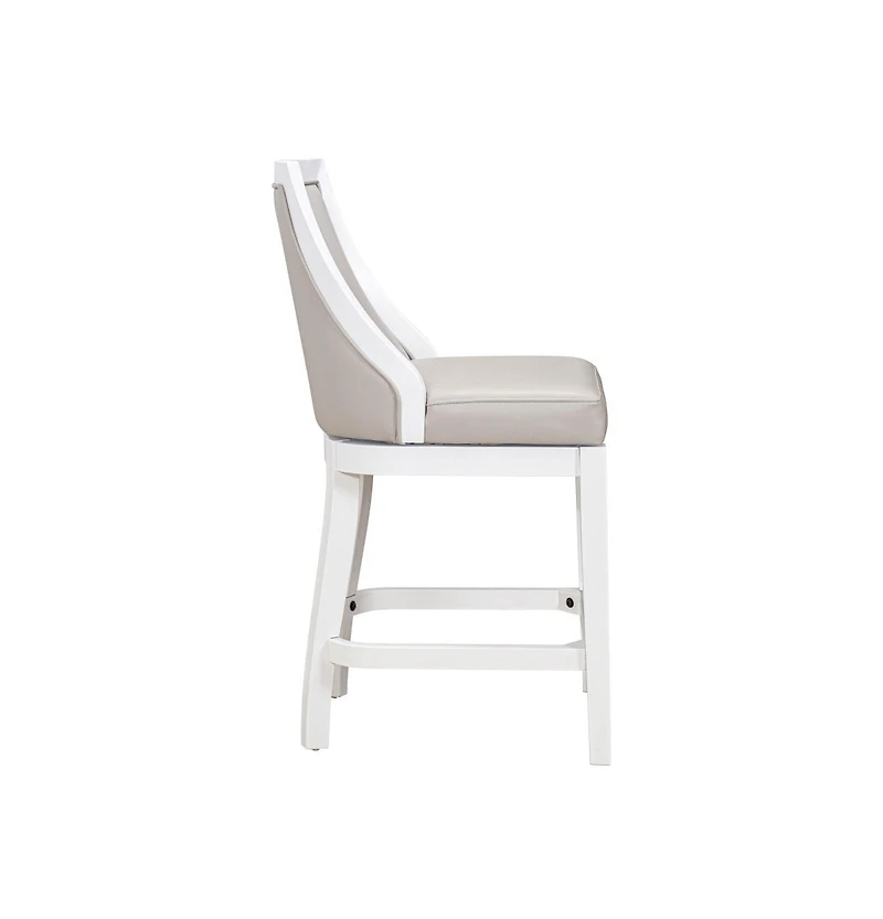 HomeRoots 26" Faux Leather and Solid Wood Counter Height Swivel Bar Chair