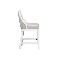 HomeRoots 26" Faux Leather and Solid Wood Counter Height Swivel Bar Chair
