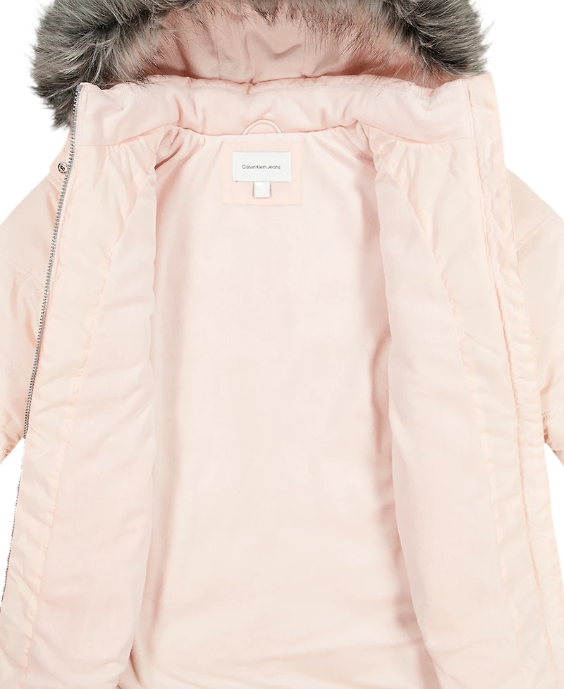 Calvin Klein Girls' 4-6X Aerial Hooded Puffer Jacket