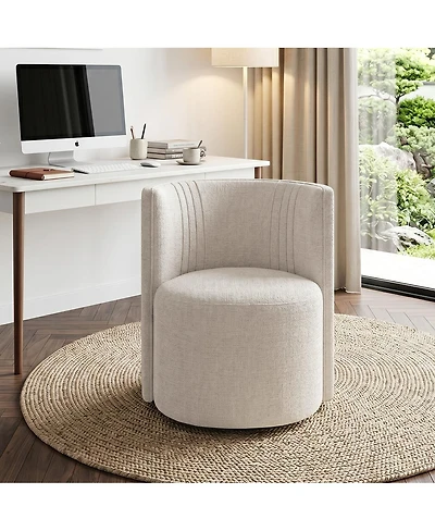 Maison Boucle Upholstered Desk Chair for Office, Textured Barrel Office Chair, Tub Seat with Hidden Casters, Curved Back