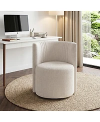 Maison Boucle Upholstered Desk Chair for Office, Textured Barrel Office Chair, Tub Seat with Hidden Casters, Curved Back