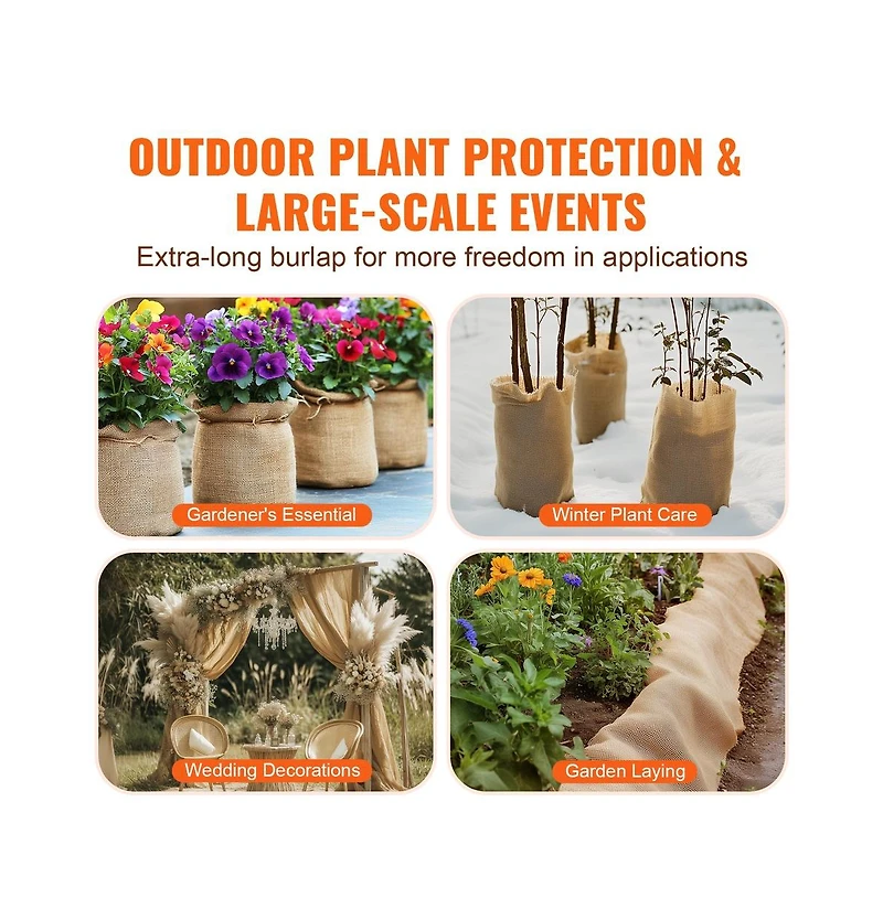 Sugift Burlap Fabric Roll 40 in x 30 ft Jute Garden Plant Cover