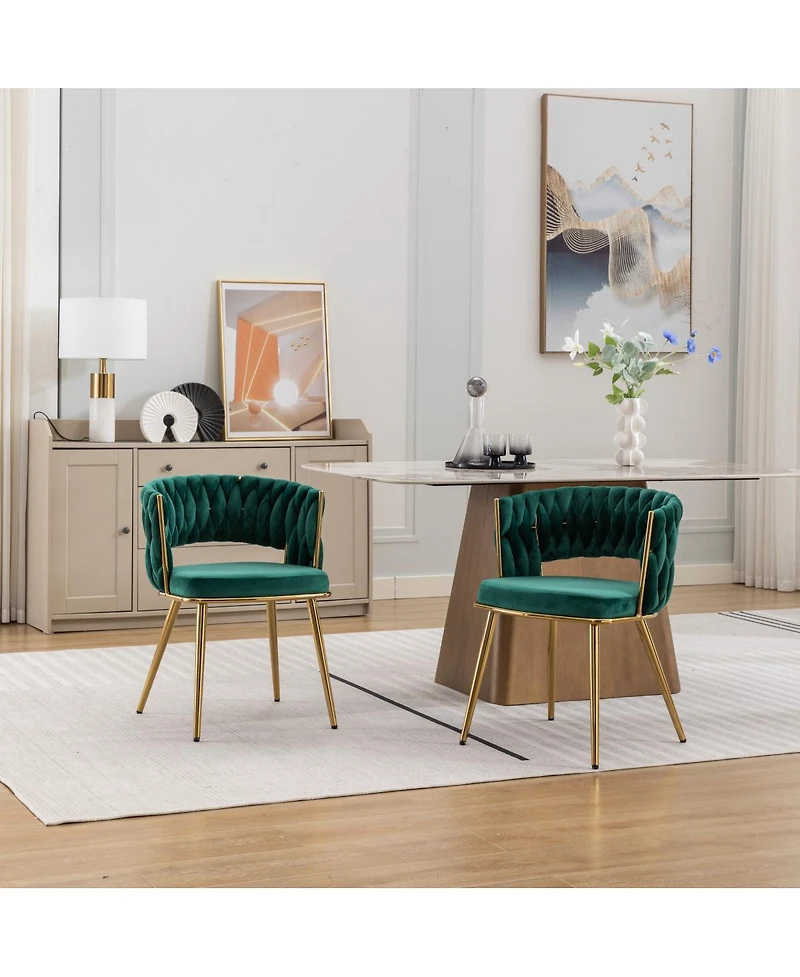 Streamdale Furniture HengMing Velvet Woven Modern Dining Chairs, Set of 2