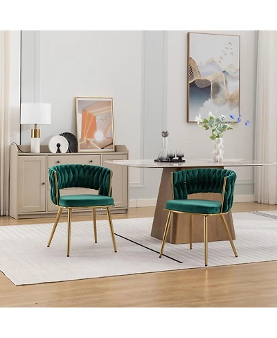 Streamdale Furniture HengMing Velvet Woven Modern Dining Chairs, Set of 2