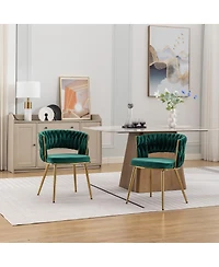 Streamdale Furniture HengMing Velvet Woven Modern Dining Chairs, Set of 2