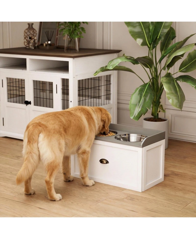 Ruie Elevated Dog Feeding Station with Pull-Out Storage for Large Dogs