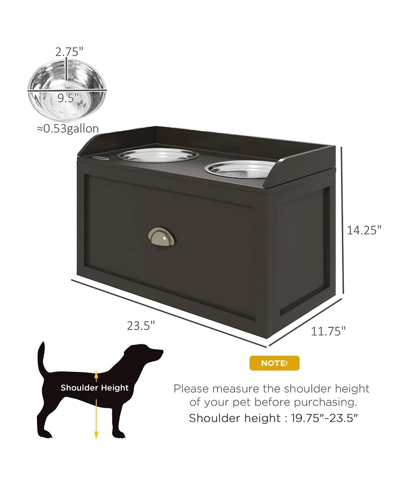 Ruie Raised Dog Bowl Feeding Station with Hidden Storage Drawer Cabinet