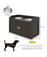 Ruie Raised Dog Bowl Feeding Station with Hidden Storage Drawer Cabinet