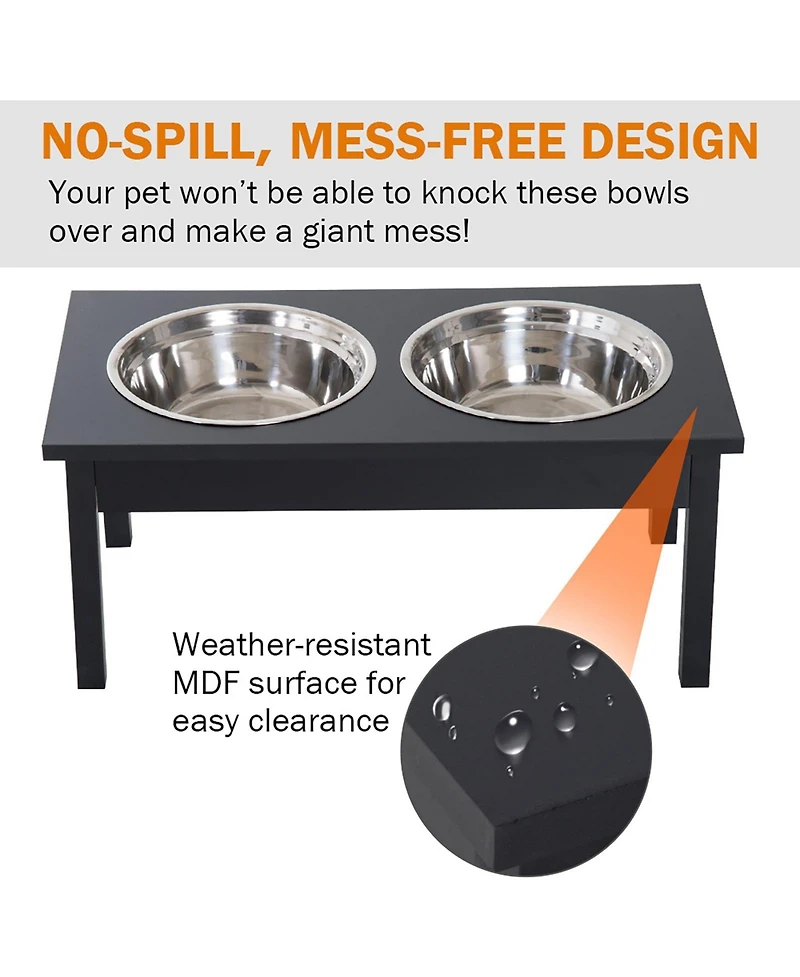 Ruie 23 in Wooden Elevated Dog Feeding Station with Stainless Steel Bowls