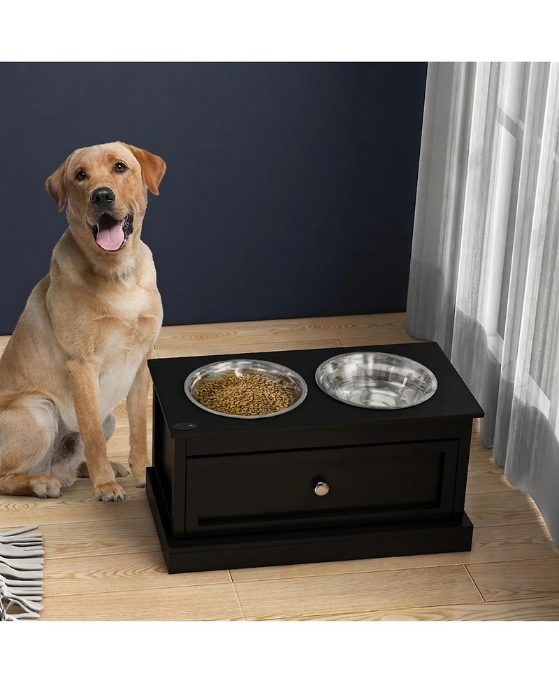 Ruie Elevated Dog Bowls Stand with Pull-Out Storage Drawer for Large Dogs