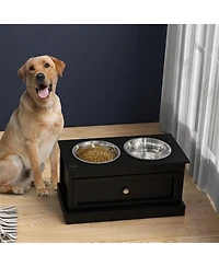Ruie Elevated Dog Bowls Stand with Pull-Out Storage Drawer for Large Dogs