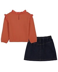 Kids Headquarters Toddler Girls' 2T-4T Long-Sleeve Top and Skirt, 2-Piece Set