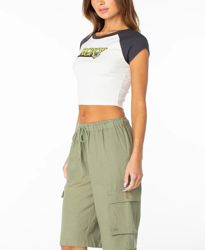 Roxy Women's Graphic Cropped Pull-On Top