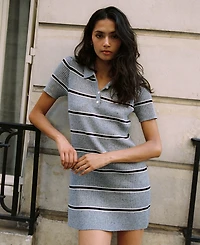 French Connection Women's Mason Knit Varsity Stripe Collared Mini Dress