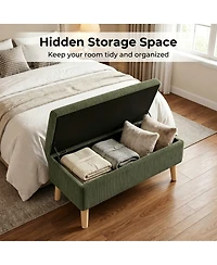 Streamdale Furniture 32" Corduroy Storage Ottoman Bench with Wooden Legs
