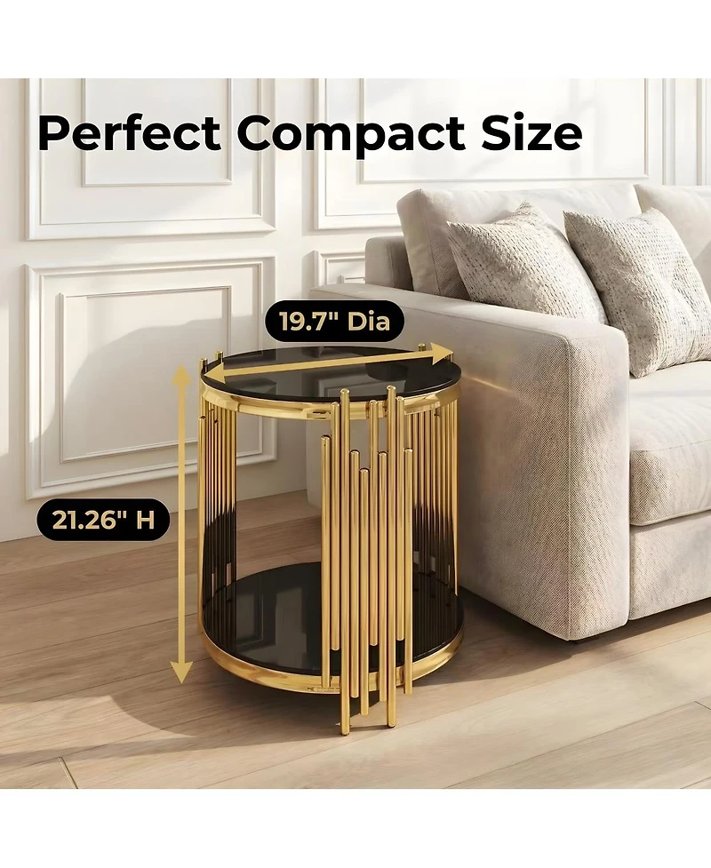 Streamdale Furniture Modern Luxury 2-Piece Glass Nesting Coffee and Side Table Set
