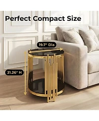 Streamdale Furniture Modern Luxury 2-Piece Glass Nesting Coffee and Side Table Set